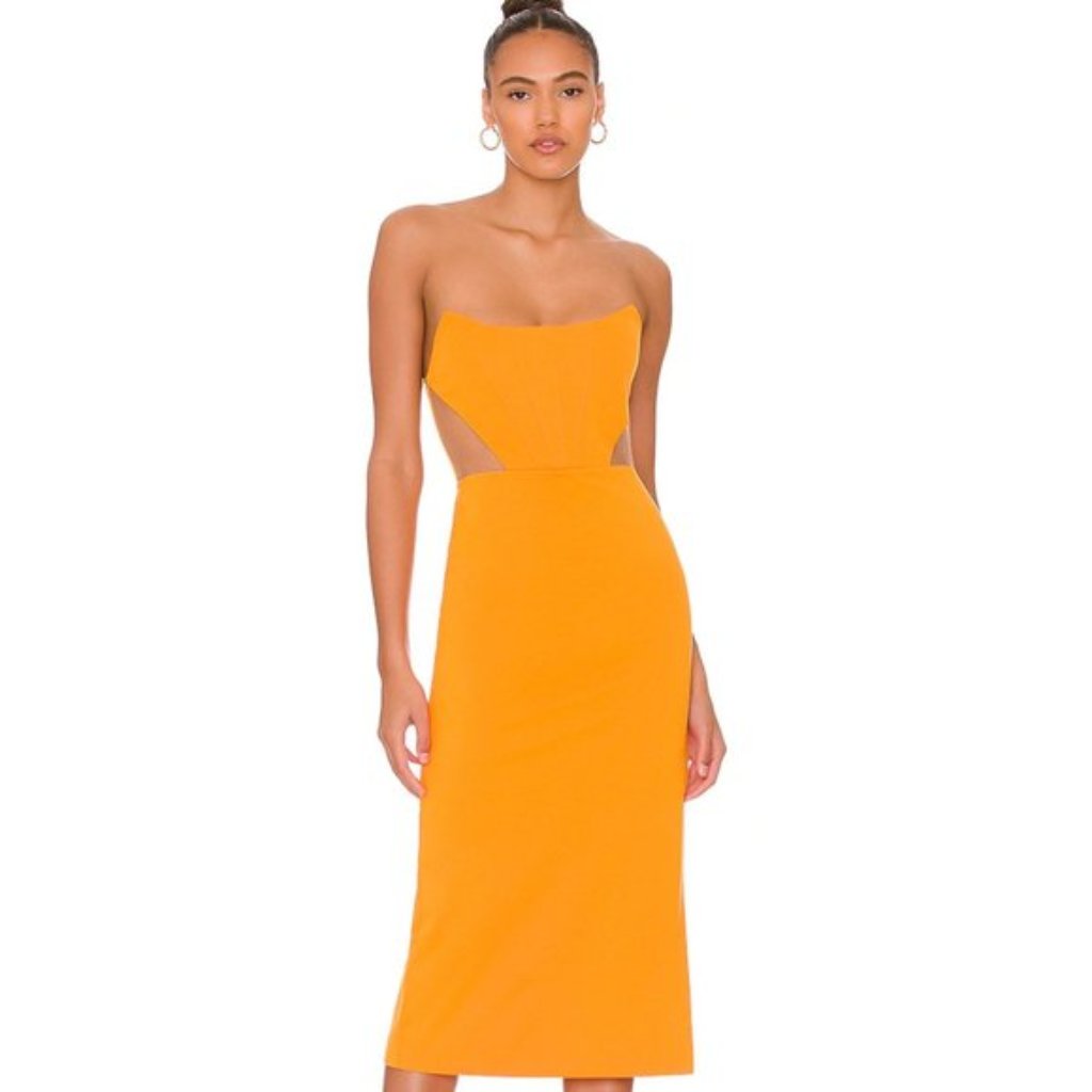 Nbd Leighton Midi Dress In Orange Nwt Size Small
